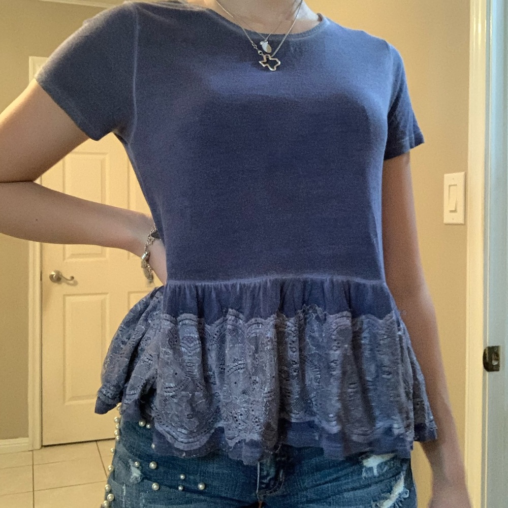 Blue peplum t-shirt